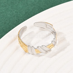 304 Stainless Steel Double Color Cuff Rings&nbsp;RJEW-S635-01GP-13