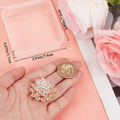 1Pc Flower Brass Pave Clear Cubic Zirconia Brooches&nbsp;JEWB-BBC0001-04