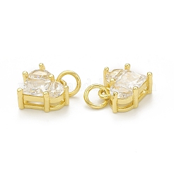 Rack Plating Brass Micro Pave Clear Cubic Zirconia Charms&nbsp;KK-C011-30G