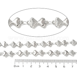 304ステンレススチールハートリンクチェーン  ハンダ付け  スプールで  ステンレス鋼色  17x8x3mm  約5m /ロール&nbsp;CHS-Z004-22P