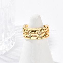 Oval Chain Brass Open Cuff Rings for Unisex&nbsp;RJEW-G343-03G