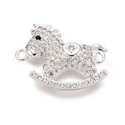 Brass Micro Pave Clear and Black Cubic Zirconia Connector Charms&nbsp;KK-N288-14S
