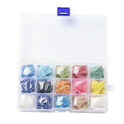 180g15色ガラスシードビーズ  光沢のある  ラウンド  ミックスカラー  12/0  1.5~2.5x1.5~2mm  穴：0.5~1mm  12 G /カラー&nbsp;SEED-JQ0003-01D-2mm