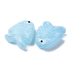 透明なガラスエナメルビーズ  魚  ライトスカイブルー  21.5x18x7mm  穴：1.5mm&nbsp;LAMP-U004-06-03