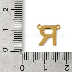 304ステンレススチールチャーム  18KGP本金メッキ  レターチャーム  文字r  10x10.5x1mm  穴：1mm&nbsp;STAS-Z074-04G-R