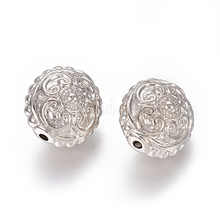 CCBプラスチックビーズ  フラットラウンド  プラチナ  15x14x11mm  穴：1.5mm&nbsp;CCB-O001-13P