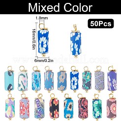 Handmade Flower Printed Polymer Clay Pendants&nbsp;FIND-SC0002-90