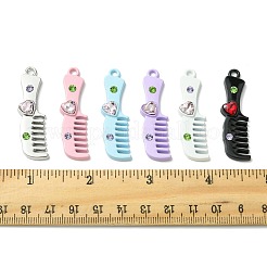 10個の合金ペンダント  くし  ラインストーン付き  スプレー塗装  ミックスカラー  44x16x5mm  穴：3mm&nbsp;ALRI-FS0001-12