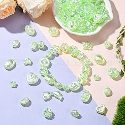 100個20スタイルアクリルビーズ  グリーン  混合図形  13~17.5 XX 9~13.5x6.5~8.5mm  穴：1.5~3mm&nbsp;FIND-CJ0002-75