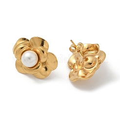 304 Stainless Steel ABS Imitation Pearls Stud Earrings for Women&nbsp;STAS-Z117-05G