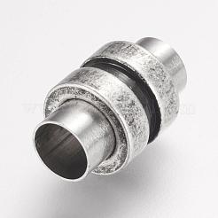 304ステンレススチール製マグネット留め具、接着端付き  コラム  アンティークシルバー  16x10mm  穴：6mm&nbsp;STAS-F124-02AS
