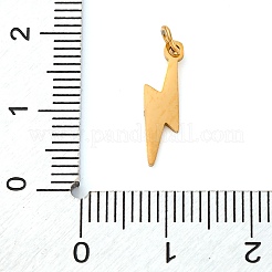 304ステンレスペンダント  18KGP本金メッキ  レーザー切断  稲妻  16x5x1mm  穴：2.5mm  5個/セット&nbsp;STAS-Q331-01A