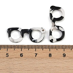 プラスチックチャーム  メガネの形状  ブラック  11x27x2.5mm  穴：1.4mm&nbsp;FIND-Z091-01C