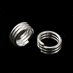 真鍮スプリットリング  鉛フリー＆カドミウムフリー  トリプルループ丸カン  925銀メッキ  21ゲージ  6x3mm  内径：4.5mm&nbsp;KK-O143-23S