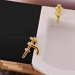 合金製蛇口ミニチュア装飾品  マイクロランドスケープホームドールハウスアクセサリー  小道具の装飾のふりをする  ゴールドカラー  16x10mm&nbsp;PW-WG16176-01