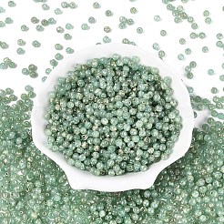 ピカソ ベーキングペイント ガラスシードビーズ  ラウンド  ミディアムアクアマリン  4~4.5mm  穴：1mm  約4500個/ポンド&nbsp;SEED-N007-35D