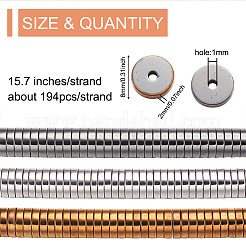 3 Strands 3 Colors Electroplate Non-magnetic Synthetic Hematite Beads Strands&nbsp;G-TA0001-30