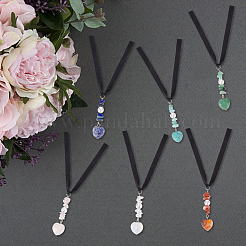 Gemstone Chips Pendant Decoration with Heart Gemstone Charm&nbsp;PALLOY-PH01602