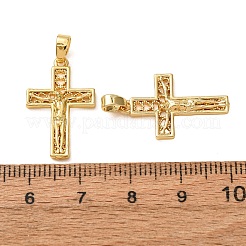イースター真鍮ペンダント  十字架クロスチャーム  18KGP本金メッキ  22.5x14x2.5mm  穴：3x3.5mm&nbsp;KK-CBA0BB5-01G