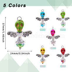 Skull Angel Synthetic Turquoise & Glass Pendants&nbsp;PALLOY-TAC0115