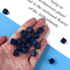 不透明なアクリルビーズ  キューブ  プルシアンブルー  13x14.5x14.5mm  穴：2mm&nbsp;X-MACR-S373-135-A06
