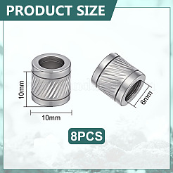 304ステンレススチール製艶出しヨーロピアンビーズ8個  大穴ビーズ  コラム  ステンレス鋼色  10x10mm  穴：6mm&nbsp;STAS-UN0065-07P