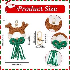クリスマスをテーマにした手作りの綿織りクリスマストナカイキーホルダー作りキット  ミックスカラー  10~65x3~13x1~10 M  穴：3~44mm&nbsp;DIY-SC0028-11