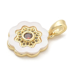 Brass Micro Pave Cubic Zirconia Pendents&nbsp;KK-M303-02G-07