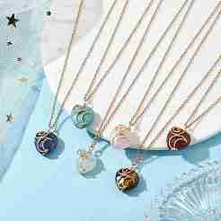 Natural & Synthetic Mixed Gemstone Heart Pendant Necklaces&nbsp;NJEW-JN04683