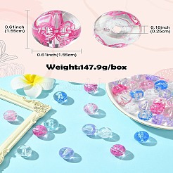 50 個の UV メッキ透明アクリルビーズ  花の丸  ミックスカラー  15.5mm  穴：2.5mm&nbsp;MACR-CJ0002-13