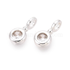Brass Micro Pave Clear Cubic Zirconia Charms&nbsp;KK-N288-16S
