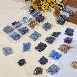 ガラス、アクリル、シードビーズを使ったDIYファインディングキット  混合図形  ミックスカラー  8~8.5x5.5~6mm  穴：1.4mm&nbsp;DIY-PA0001-44