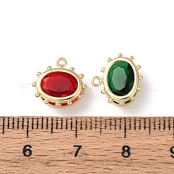 真鍮製ガラスチャーム  多面カット  ゴールドカラー  オーバル  11x11x4mm  穴：1mm&nbsp;KK-Z141-11G-02