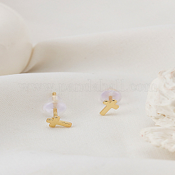 真鍮クロススタッドピアス1組  14KGP本金メッキ  5.5x3.5mm&nbsp;EJEW-LP0002-52