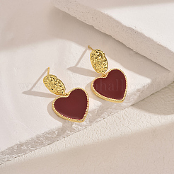 Exquisite Brass Heart Dangle Stud Earrings&nbsp;KG8789