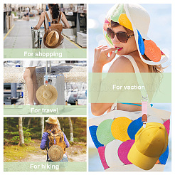 Ahademaker 旅行用 6 個 6 色合金 & 鉄帽子クリップ  スプリングゲートリング付き  ポリエステル弾性ストラップ  模造革の装飾  ミックスカラー  165x32mm  1pc /カラー&nbsp;AJEW-GA0004-62B