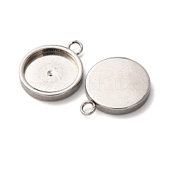 201 ステンレススチールペンダントカボションセッティング  フラットラウンド  ステンレス鋼色  トレイ：10.5mm  15x12x2.5mm  穴：1.8mm&nbsp;STAS-D379-04D-P