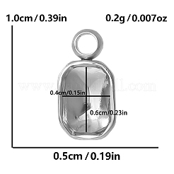 304ステンレススチールペンダントカボションセッティング  ファンシーストーン  ステンレス鋼色  八角形の長方形  トレイ：4x6mm  10x5mm&nbsp;PW-WG002AB-02