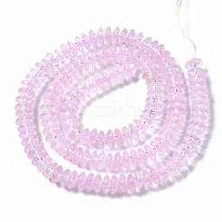 クラックガラスビーズ  染め＆加熱  ロンデル  パールピンク  6x3.5mm  穴：1.2mm  約147個/連  15.23インチ（38.7cm）&nbsp;GLAA-S192-B-004D