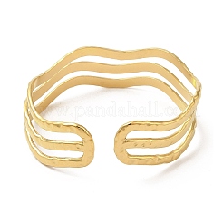 Ion Plating(IP) 304 Stainless Steel Wave Open Cuff Bangles&nbsp;BJEW-L682-008G