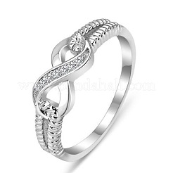 Brass & Clear Cubic Zirconia Finger Rings for Women&nbsp;FS-WGA713C-04