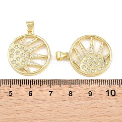 Brass Micro Pave Clear Cubic Zirconia Pendants&nbsp;CU-CBAFB88-06G