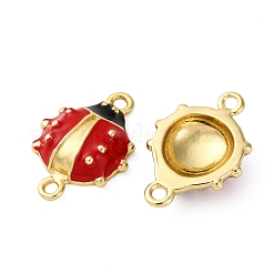 Brass Red and Black Enamel Connector Charms&nbsp;KK-I276-16G