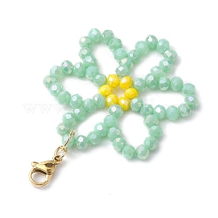 Flower Glass Beads Pendant Decorations&nbsp;HJEW-TA00203