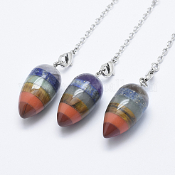 Chakra Natural & Synthetic Gemstone Teardrop Dowsing Pendulums&nbsp;G-E470-04P