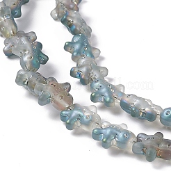 Half Rainbow Plated Forsted Electroplate Glass Beads&nbsp;GLAA-P005-HR01