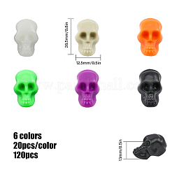 ハロウィンプラスチックビーズ120色6個  穴がない  スカル  ミックスカラー  20.5x12.5x13mm  20個/カラー&nbsp;KY-CA0001-46