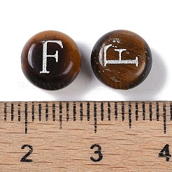 天然石タイガーアイビーズ  レター  文字F  8.5~9x5~5.5mm  穴：1.2mm&nbsp;G-L524-20F-02