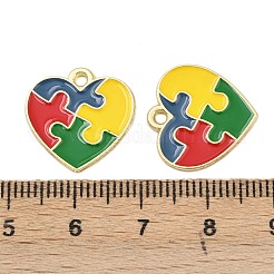 合金エナメルチャーム  パズル  ゴールドカラー  カラフル  17x17x1mm  穴：1.6mm&nbsp;FIND-I067-01G-03
