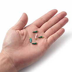 合金エナメルチャーム  たっぷりのホーン/イタリアンホーンコルヌコピア  ゴールドカラー  ミックスカラー  14.5x4.5x2.5mm  穴：1.2mm&nbsp;PALLOY-F259-02G
